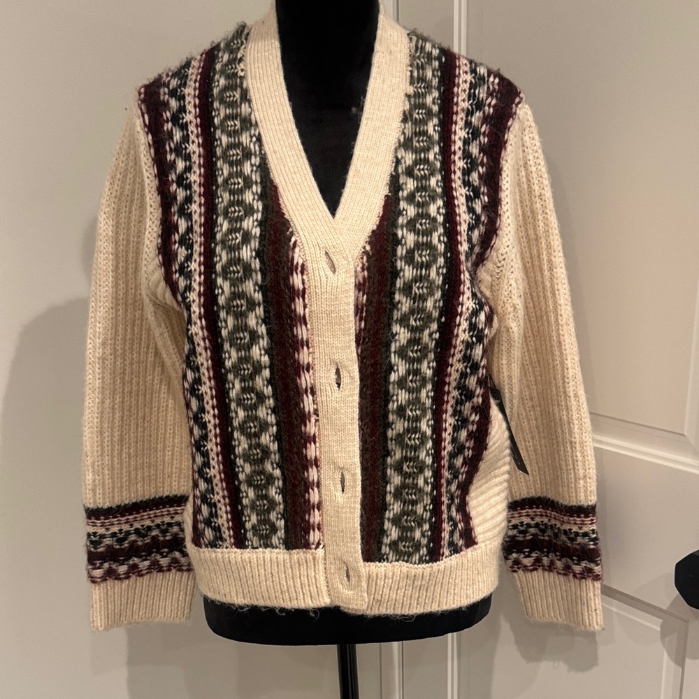Christian Lacroix Cream and Burgundy Cardigan